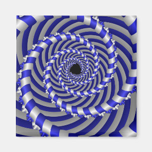 Hypnotische blauwe en witte spiraalmagneet magneet