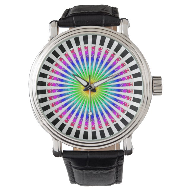 Hypnotische Bloem Horloge (Voorkant)
