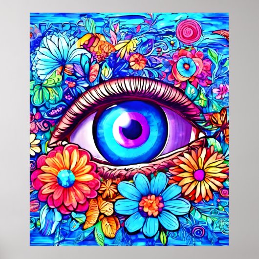 Hypnotische bloem oog poster (Voorkant)