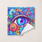 Hypnotische Bloemige Oog Bad Handdoek (Wasdoekje)