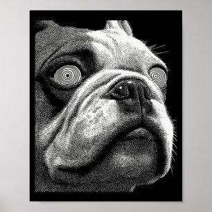 Hypnotische Britse Bulldog Rare Ogen Weirdcore Poster