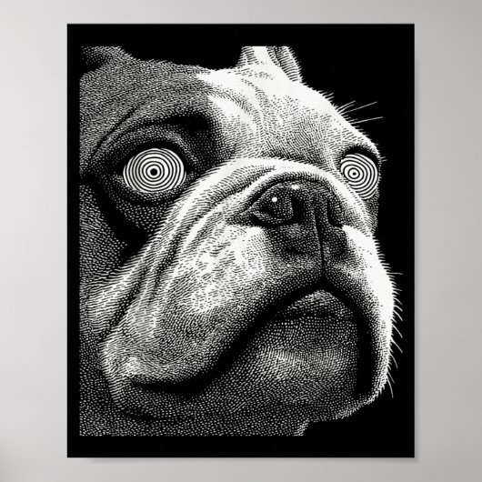Hypnotische Britse Bulldog Rare Ogen Weirdcore Poster (Voorkant)