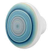 Hypnotische Cirkel Aqua Off-White Keramische Knop (Rechts)