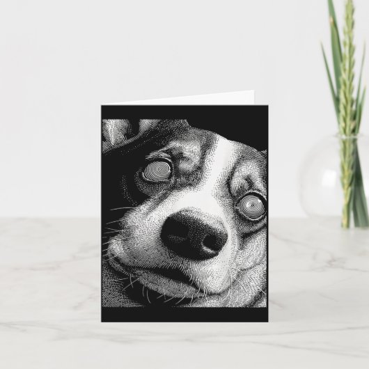 Hypnotische Corgi Rare Ogen Horror Weirdcore Kaart (Voorkant)