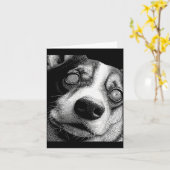 Hypnotische Corgi Rare Ogen Horror Weirdcore Kaart (Gele Bloem)