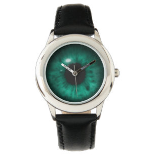 Hypnotische diepe aqua mariene groene ogen retina horloge