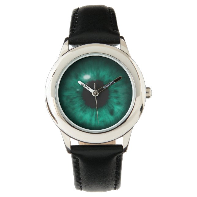 Hypnotische diepe aqua mariene groene ogen retina horloge (Voorkant)