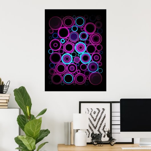 Hypnotische Elektrische Synthwave Matrix Digitale Poster (Thuiskantoor)
