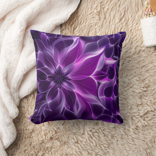 Hypnotische fractal diepe paarse bloem kussen (Deken)