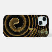 Hypnotische Gouden Golven Moderne Abstracte Kunst iPhone 15 Case (Achterkant horizontaal)