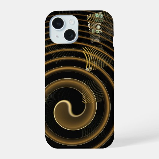 Hypnotische Gouden Golven Moderne Abstracte Kunst iPhone 15 Case (Achterkant)