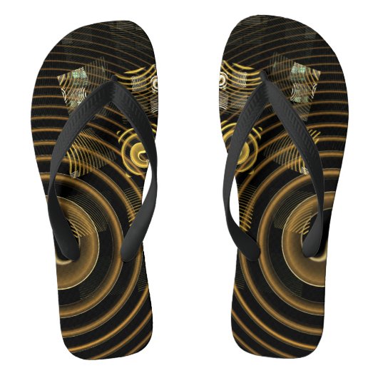 Hypnotische Gouden Golven Moderne Abstracte Kunst Teenslippers (Voetbed)
