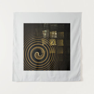 Hypnotische Gouden Golven Moderne Abstracte Kunst Wandkleed