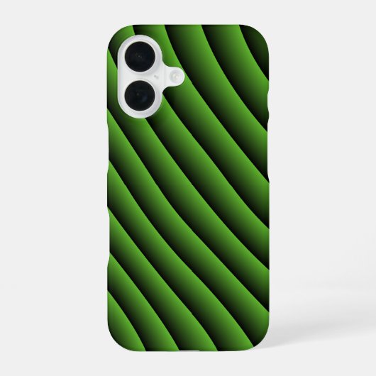Hypnotische groene golvende lijnen iPhone 16 hoesje (Achterkant)