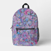 Hypnotische Hand-Drawn Paarse Organische Swirls en Bedrukte Rugzak (Voorkant)