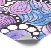 Hypnotische handgetekende Paarse organische wervel Poster (Hoek)