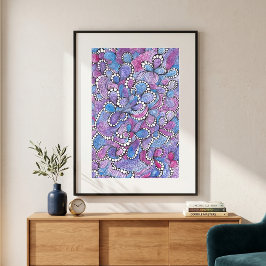 Hypnotische handgetekende paarse organische wervel poster