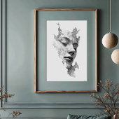 Hypnotische lijnen: ingewikkeld monochroom gezicht poster