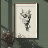 Hypnotische lijnen: ingewikkeld monochroom gezicht poster