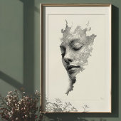 Hypnotische lijnen: ingewikkeld monochroom gezicht poster