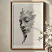 Hypnotische lijnen: ingewikkeld monochroom gezicht poster