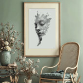 Hypnotische lijnen: ingewikkeld monochroom gezicht poster