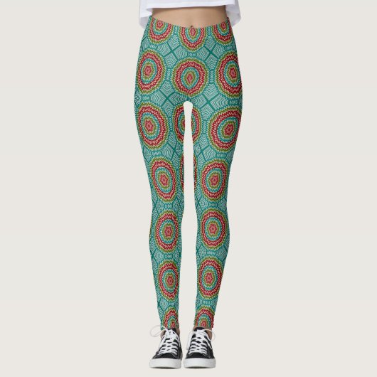 Hypnotische mandalaïsche bloem leggings (Voorkant)