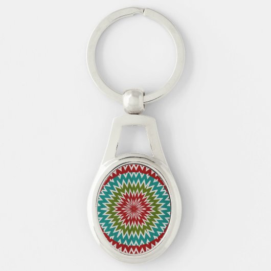 Hypnotische mandalaïsche bloem sleutelhanger (Voorkant)