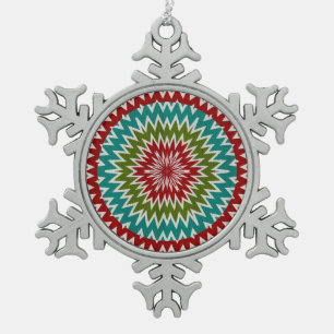 Hypnotische mandalaïsche bloem tin sneeuwvlok ornament