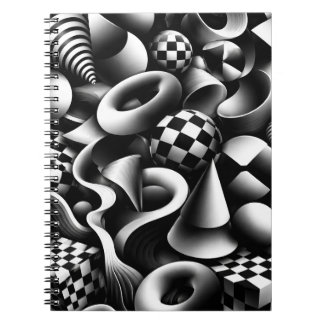 Hypnotische monochrome geometrie – 3D optische ill Notitieboek