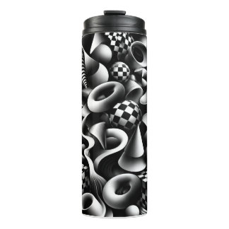 Hypnotische monochrome geometrie – 3D optische ill Thermosbeker