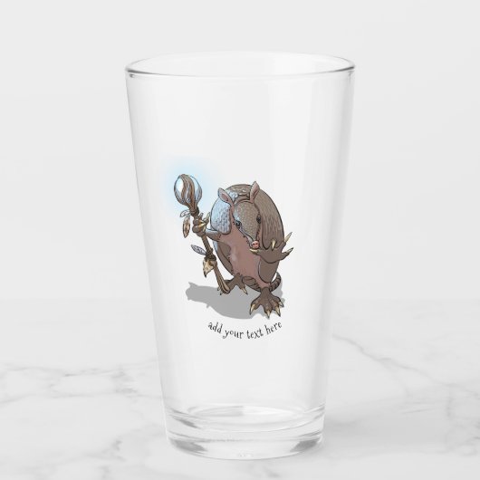 Hypnotische mysterie-armadillo shaman en Cartoon v Glas (Voorkant)