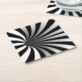 Hypnotische optische illusie Vortex Black Kartonnen Onderzetters (Schuin)