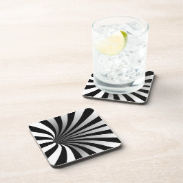 Hypnotische optische illusie Vortex Black Square Bier Onderzetter