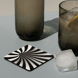 Hypnotische optische illusie Vortex Black Square Bier Onderzetter