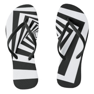 Hypnotische optische illusie zwart-wit teenslippers