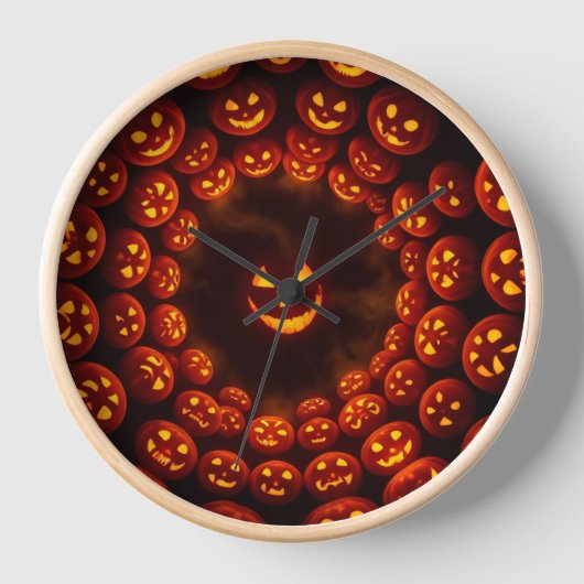 Hypnotische Pompoen Vortex Klok | Halloween Glow K (Voorkant)
