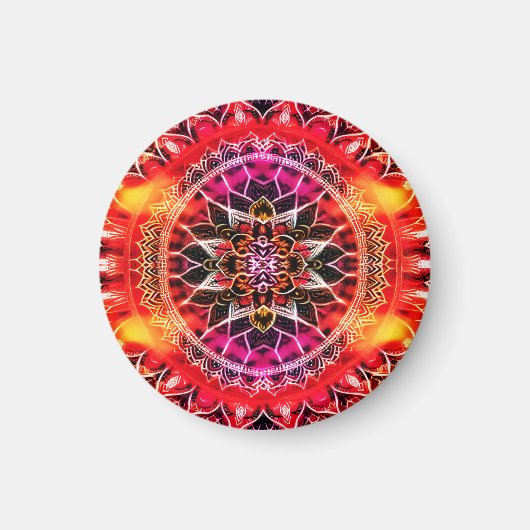 Hypnotische rode mandala magneet (Voorkant)