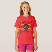 Hypnotische rode mandala t-shirt (Voorkant volledig)