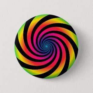 HYPNOTISCHE SCHIJF Hypnotiserende Neon Kleur Vorte Ronde Button 5,7 Cm