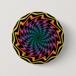 HYPNOTISCHE SCHIJF Hypnotiserende Neon Koele Zig Z Ronde Button 5,7 Cm