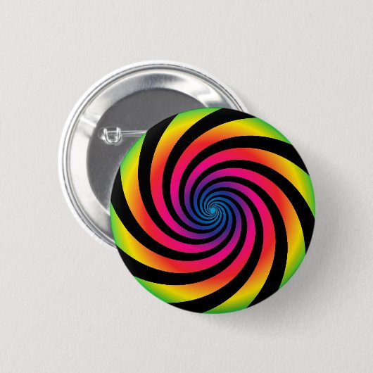 HYPNOTISCHE SCHIJF Mesmeriserende neon kleur vorte Ronde Button 5,7 Cm (Voorkant /achterkant)