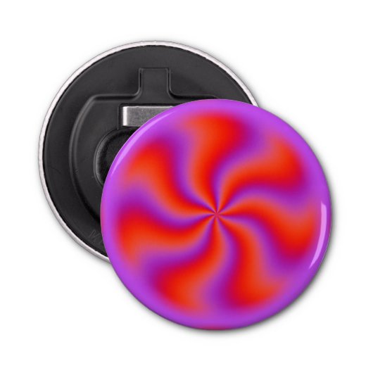 Hypnotische spiraalvormige optische illusie Funny Button Flesopener (Voorkant)