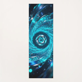 Hypnotische spiralen wervelen in het azuurblauwe yogamat