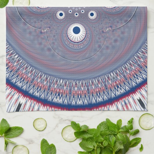 Hypnotische symmetrie: Abstracte geometrische kuns Theedoek (Gevouwen)