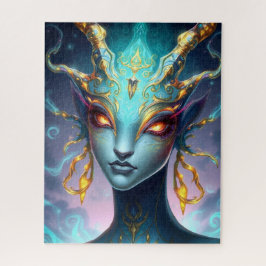 Hypnotische Teal Godin met Glanzende Spiraal Ogen Legpuzzel