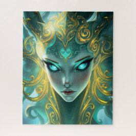 Hypnotische Turquoise Godin met Glanzende Spiraal Legpuzzel