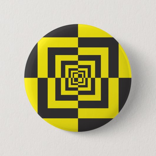 Hypnotische vierkanten ronde button 5,7 cm (Voorkant)