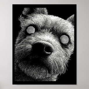 Hypnotische Yorkshire Terrier Ongelijke Ogen Weird Poster