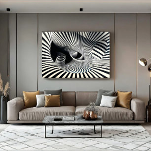 Hypnotische zwart-wit optische illusie tunnel canvas afdruk